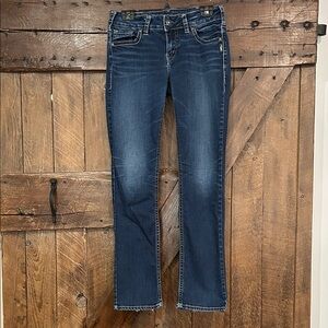Silver Jeans Straight-Leg Dark Blue Stretch Jeans